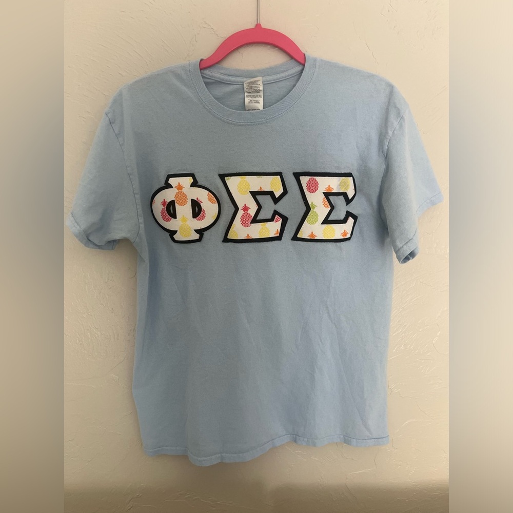 PHI SIGMA SIGMA pineapple stitched letters sorority t-shirt